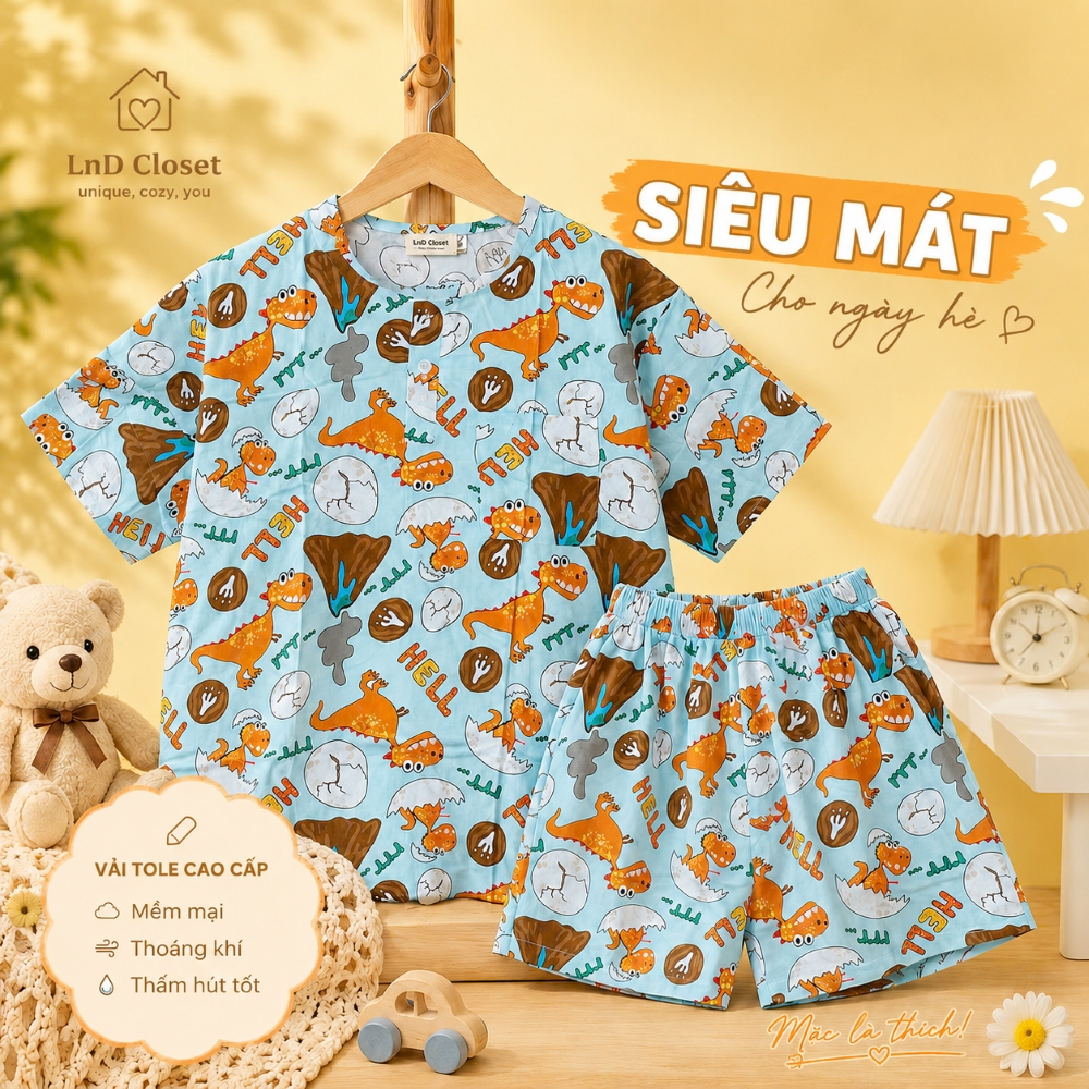 (Bigsize) Bộ Nam mặc nhà - Bộ tay ngắn quần đùi chất liệu tole loại 1 mềm mát - LnD Closet