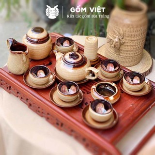 Bộ ấm chén men hỏa biến dáng 3 chân, dung tích 350ml cao cấp - Gốm sứ Bát Tràng - Gốm Việt