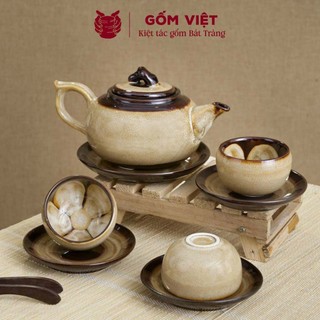 Bộ ấm chén men hỏa biến dáng 3 chân, dung tích 350ml cao cấp - Gốm sứ Bát Tràng - Gốm Việt