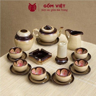 Bộ ấm chén men hỏa biến dáng đốt trúc bé, to dung tích 300ml, 350ml - Gốm sứ Bát Tràng - Gốm Việt