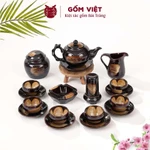 Bộ ấm chén men hỏa biến dáng gốc cây bé, to dung tích 400ml, 620ml - Gốm sứ Bát Tràng - Gốm Việt — ảnh 2