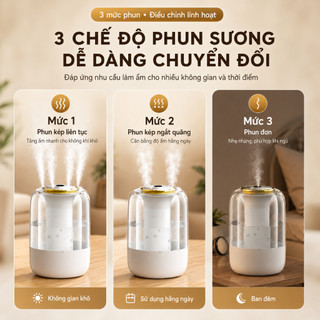 Máy tạo ẩm để bàn gia đình – Hoạt động êm, dùng cho phòng ngủ – Hai vòi phun, phun sương mạnh