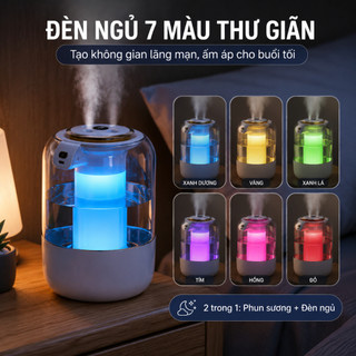 Máy tạo ẩm để bàn gia đình – Hoạt động êm, dùng cho phòng ngủ – Hai vòi phun, phun sương mạnh