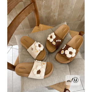 👢🩴👢Dép bánh mì quai charm hoa