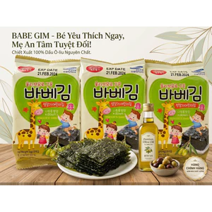 COMBO Rong Biển Ăn Liền Cho Bé BarbeKim Baby Kim Vị Oliu Ăn Dặm Hàn Quốc(Lốc 3 gói, Gói 4g)