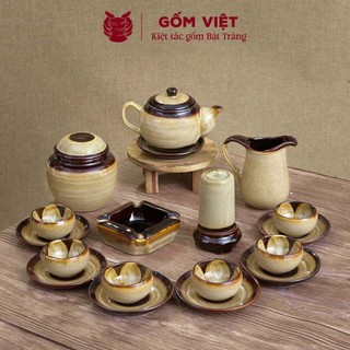 Bộ ấm chén men hỏa biến dáng quả đào, dung tích 360ml cao cấp - Gốm sứ Bát Tràng - Gốm Việt