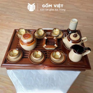 Bộ ấm chén men hỏa biến dáng quả đào, dung tích 360ml cao cấp - Gốm sứ Bát Tràng - Gốm Việt