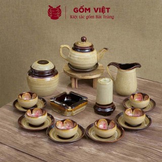 Bộ ấm chén men hỏa biến dáng quả hồng, dung tích 360ml cao cấp - Gốm sứ Bát Tràng - Gốm Việt