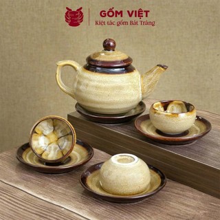 Bộ ấm chén men hỏa biến dáng quả hồng, dung tích 360ml cao cấp - Gốm sứ Bát Tràng - Gốm Việt