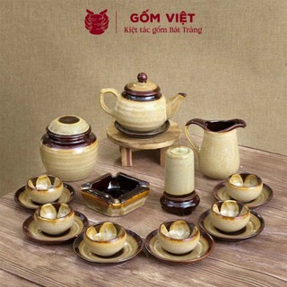 Bộ ấm chén men hỏa biến dáng quả hồng, dung tích 360ml cao cấp - Gốm sứ Bát Tràng - Gốm Việt