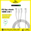 ★100W Dây sạc nhanh 3 in 1 Type C 3 đầu★ Cáp sạc 3 trong 1 Type C to iP + Micro + USB C, PD/5V/9V/1A/2A/3A/20w/30w 3 dây