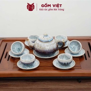 Bộ ấm chén men hỏa biến tuyết san cao cấp, tổng hợp nhiều kiểu dáng - Gốm sứ Bát Tràng - Gốm Việt