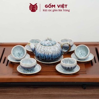 Bộ ấm chén men hỏa biến tuyết san cao cấp, tổng hợp nhiều kiểu dáng - Gốm sứ Bát Tràng - Gốm Việt