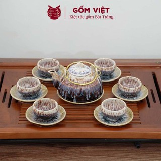 Bộ ấm chén men hỏa biến tia tím cao cấp, tổng hợp nhiều kiểu dáng - Gốm sứ Bát Tràng - Gốm Việt