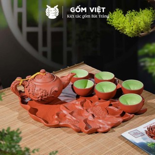 Bộ ấm chén tử sa đất nung mã TH dung tích bé 180 - 350ml màu đen, đỏ - Gốm sứ Bát Tràng - Gốm Việt