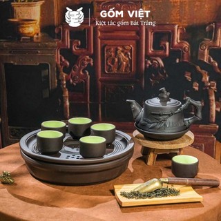 Bộ ấm chén tử sa đất nung mã TH dung tích bé 180 - 350ml màu đen, đỏ - Gốm sứ Bát Tràng - Gốm Việt