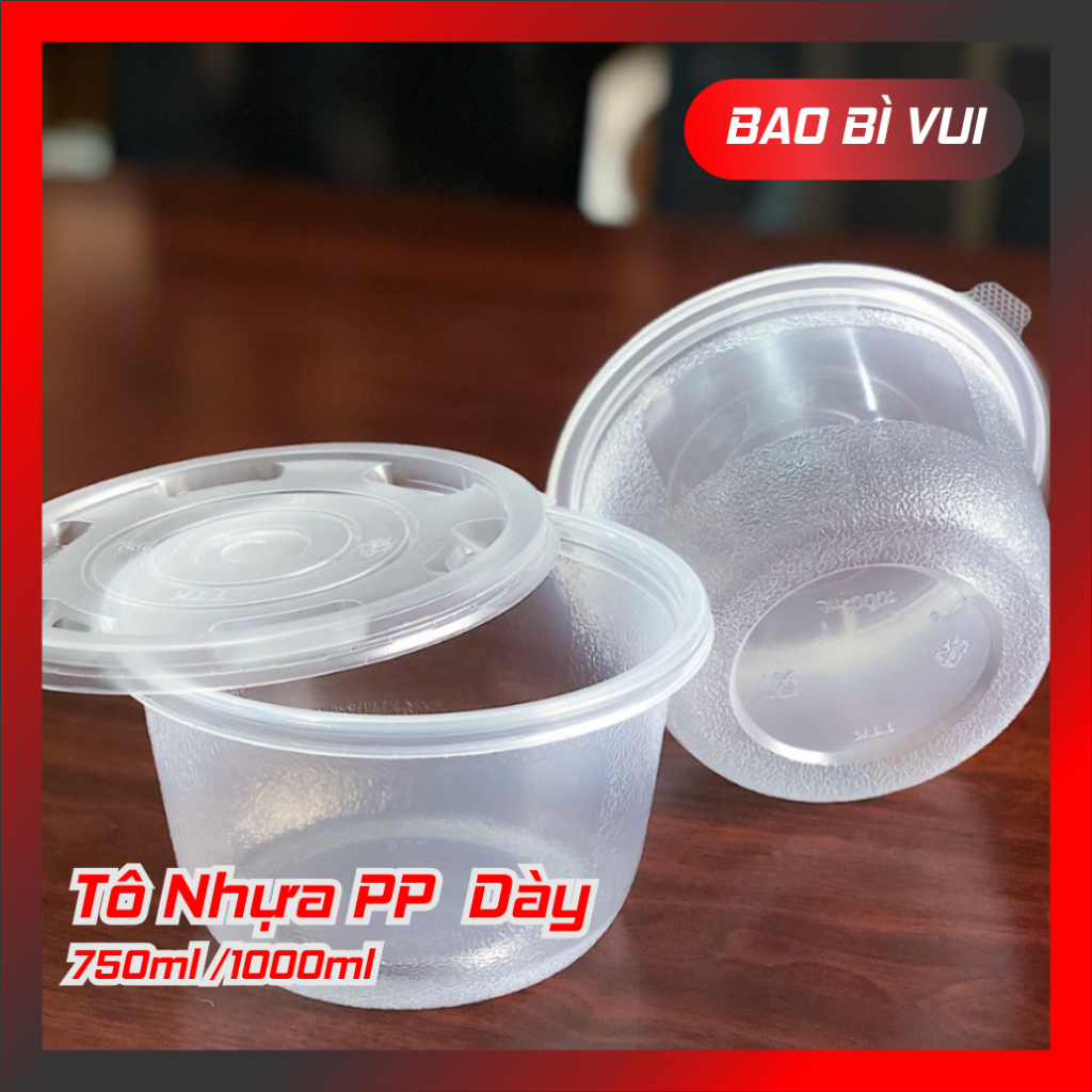 [ Thùng 400 cái] Tô nhựa 1000ml có nắp đậy tiện dụng - BAO BÌ VUI