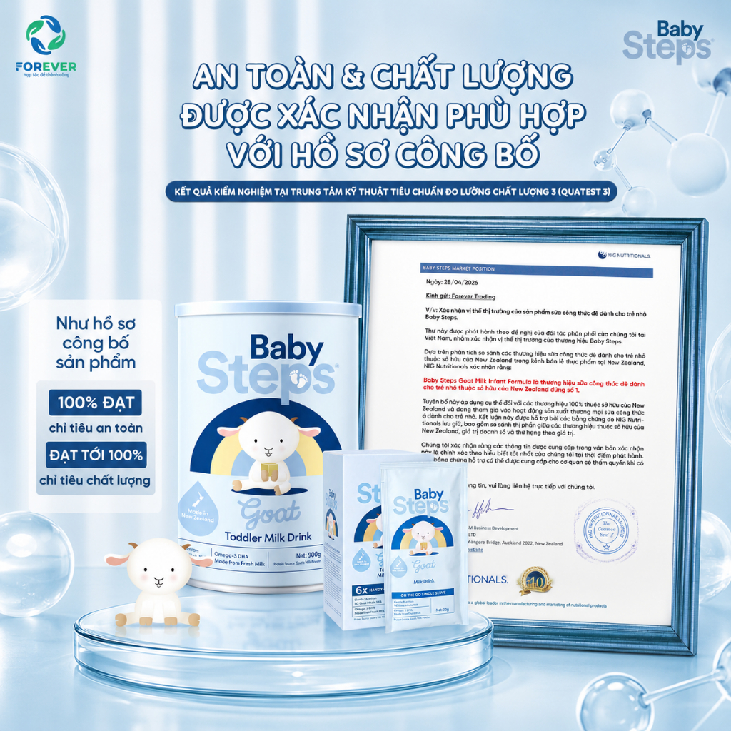 Sữa dê Baby Steps New Zealand giúp bé phát triển toàn diện, tăng cường miễn dịch 900g