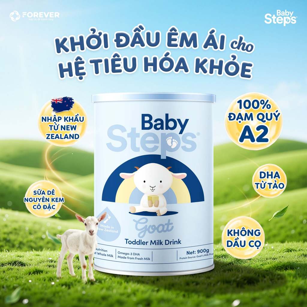 Sữa dê Baby Steps New Zealand giúp bé phát triển toàn diện, tăng cường miễn dịch 900g