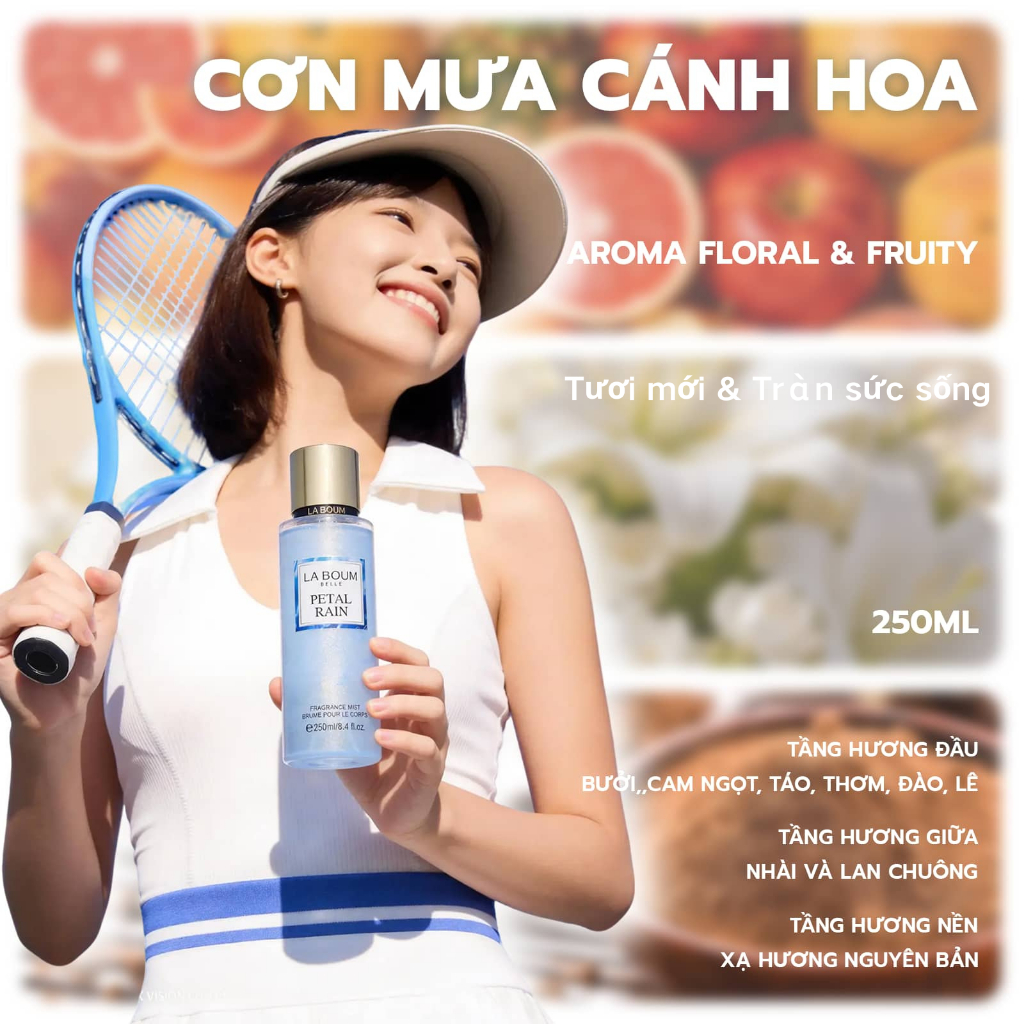 [Chân ái mùa hè]Xịt Thơm Bodymist Nữ LABOUM Có Nhũ 250ml Hương Hoa Quả Thơm Lâu An Toàn Cho Da Nhạy Cảm