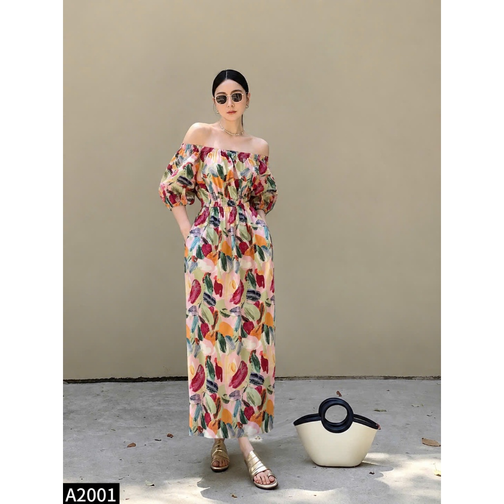 Đầm bẹt vai chun eo 2 lớp A2001
