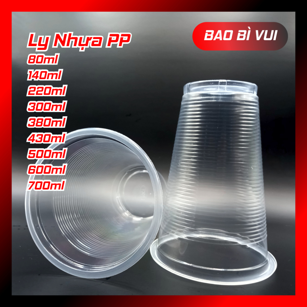 [Bao 2000 cái] Ly nhựa dùng 1 lần nhiều size- BAO BÌ VUI