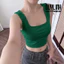 Áo croptop 2 dây cổ vuông bản to có mút ngực Duy Linh ôm body may 2 lớp vải dày dặn không lộ DL05D