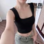 Áo croptop 2 dây cổ vuông bản to có mút ngực Duy Linh ôm body may 2 lớp vải dày dặn không lộ DL05D