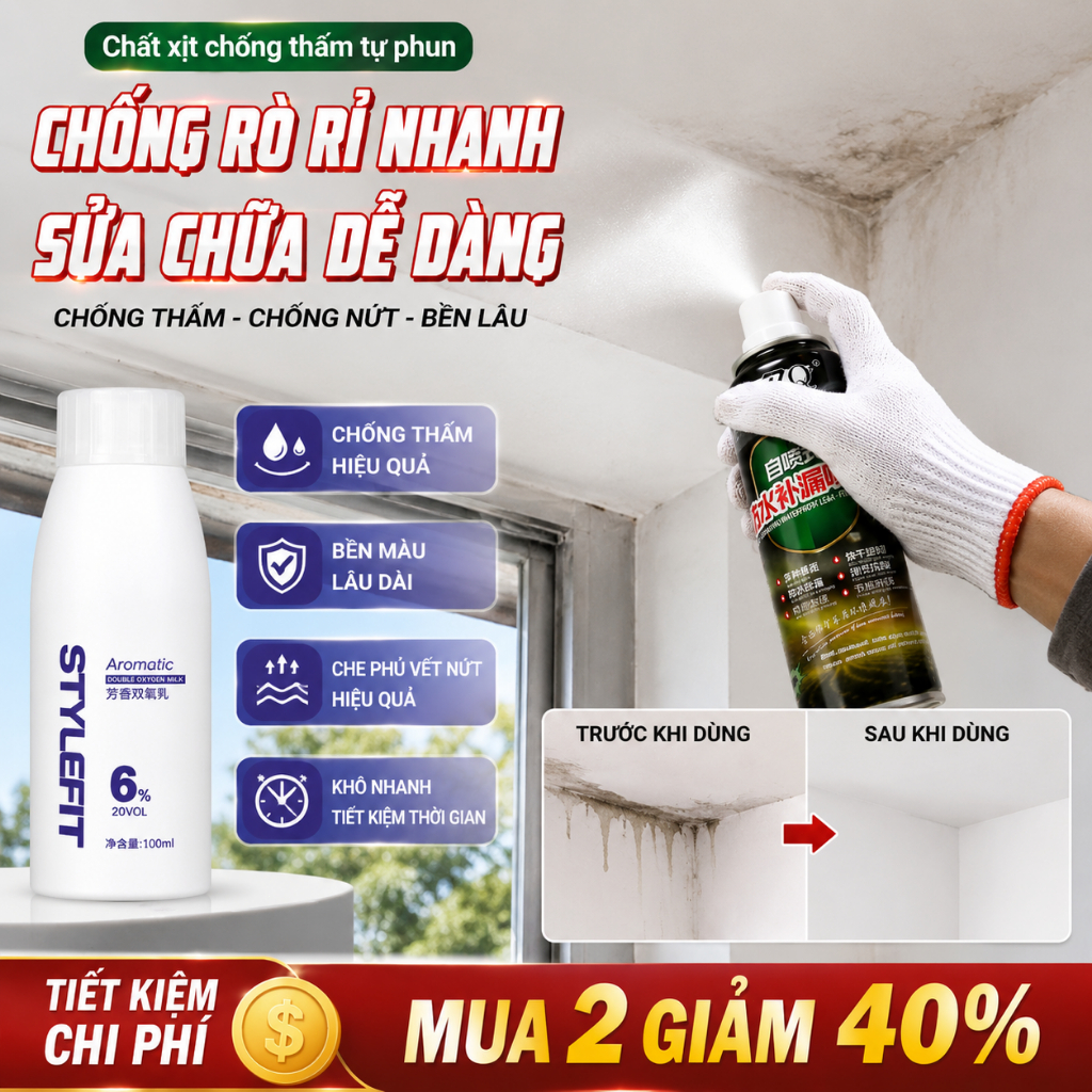 Chất Xịt Chống Thấm Bịt Lỗ, Chống Rò Rỉ, Sửa Chữa Mái Nhà, Tường, Nhà Vệ Sinh【MUA 2 GIẢM 40%】