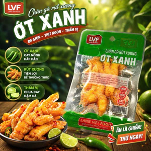 COM 30 chân gà rút xương ớt xanh ngon giòn cay 22 gam trên 1 bịch (Túi Trong Màu Xanh)