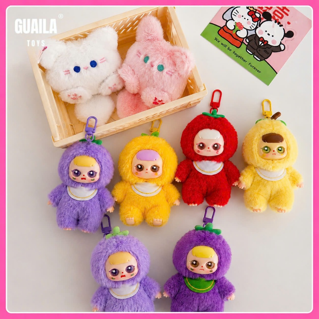 Blind box túi mù móc khoá gấu bông trái cây GUAILA TOYS 20cm, gấu bông dễ thương đồ chơi cho bé hộp mù