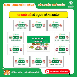 Thẻ Flashcard học Kanji tiếng Nhật N5, IN MÀU ĐẸP 2026 – Thẻ học Hán tự qua hình minh họa – Thấy chuyện nhớ chữ