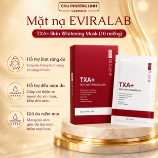 Hộp 10 Mặt Nạ Dưỡng Trắng Eviralab TXA+ MP1590 – Cải Thiện Nám Sạm, Kiểm Soát Sắc Tố, Dưỡng Da Căng Mịn
