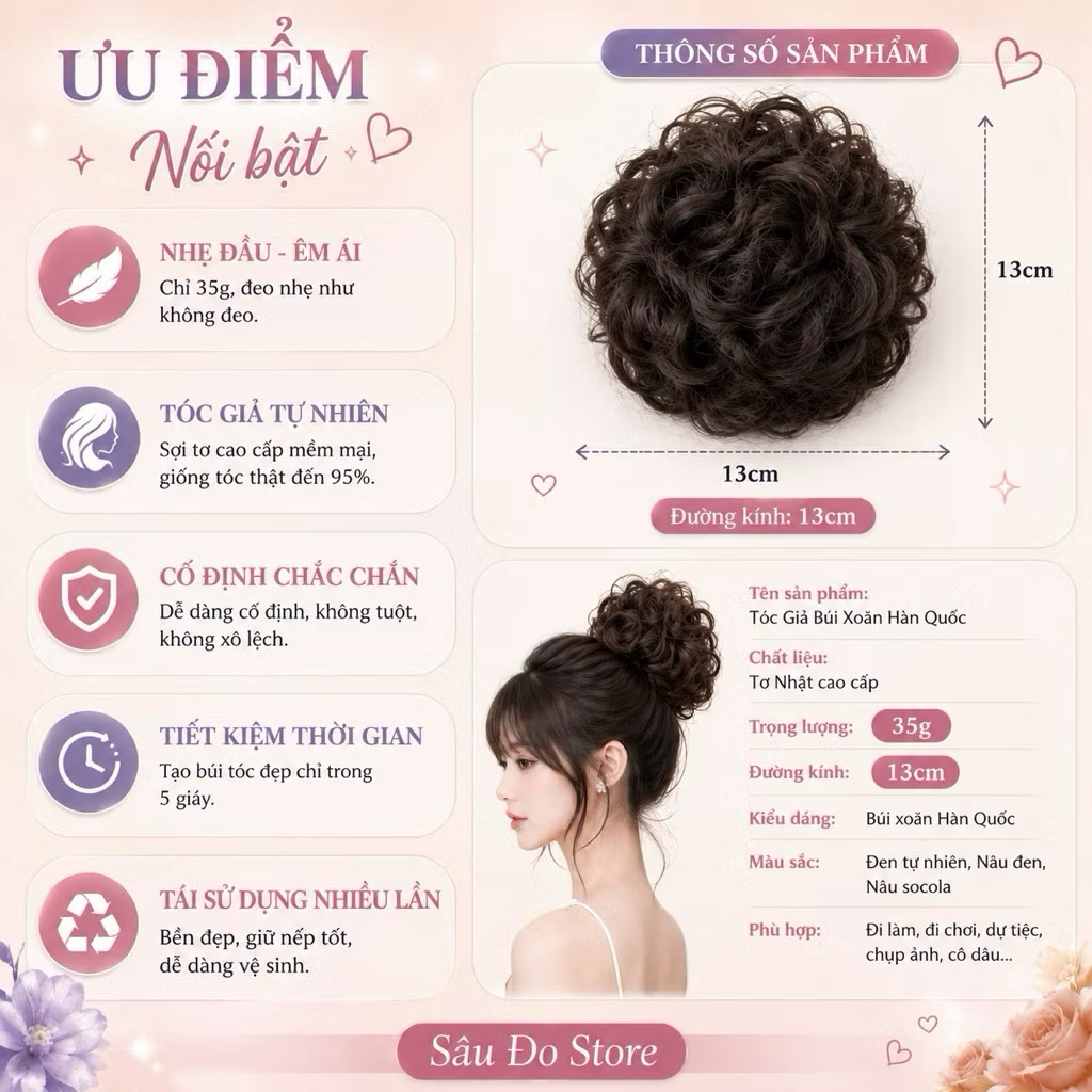 [TOP BÁN RẺ] BÚI TÓC GIẢ CỘT XOĂN DẠNG BUỘC ĐỦ MÀU DỄ DÙNG