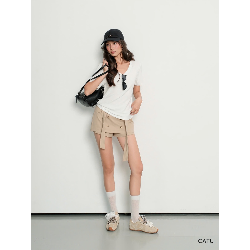 TUBYCATU Quần Short Giả Váy Phối Khuy Đôi Dây Đai Sienna Skirt Cạp Trễ Cá Tính Năng Động