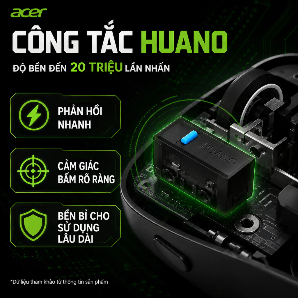 ACER OMR317 Chuột Gaming Không Dây 3 Chế | Bluetooth / 2.4G / Có dây | Tốc độ phản hồi 1K + Đế sạc | BigBuy360 - bigbuy360.vn