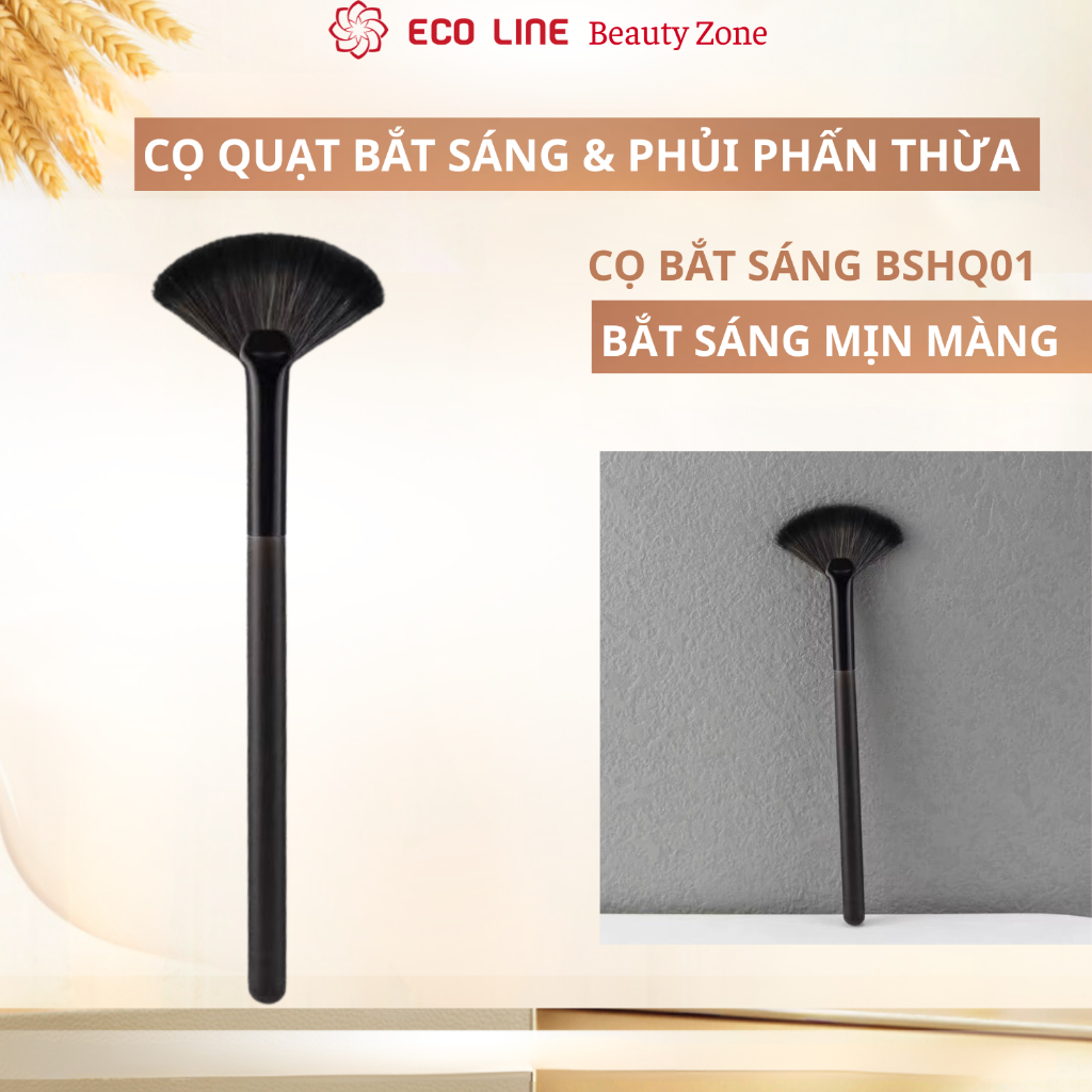 Cọ bắt sáng hình quạt lông cọ siêu mềm mịn giúp làm sáng và phủi bụi phấn  BSHQ01