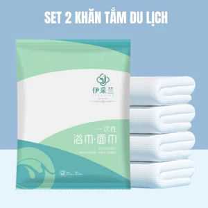 Set 2 Khăn Nén Du Lịch Dùng 1 Lần Cao Cấp – Khăn Mặt & Khăn Tắm Tiện Lợi