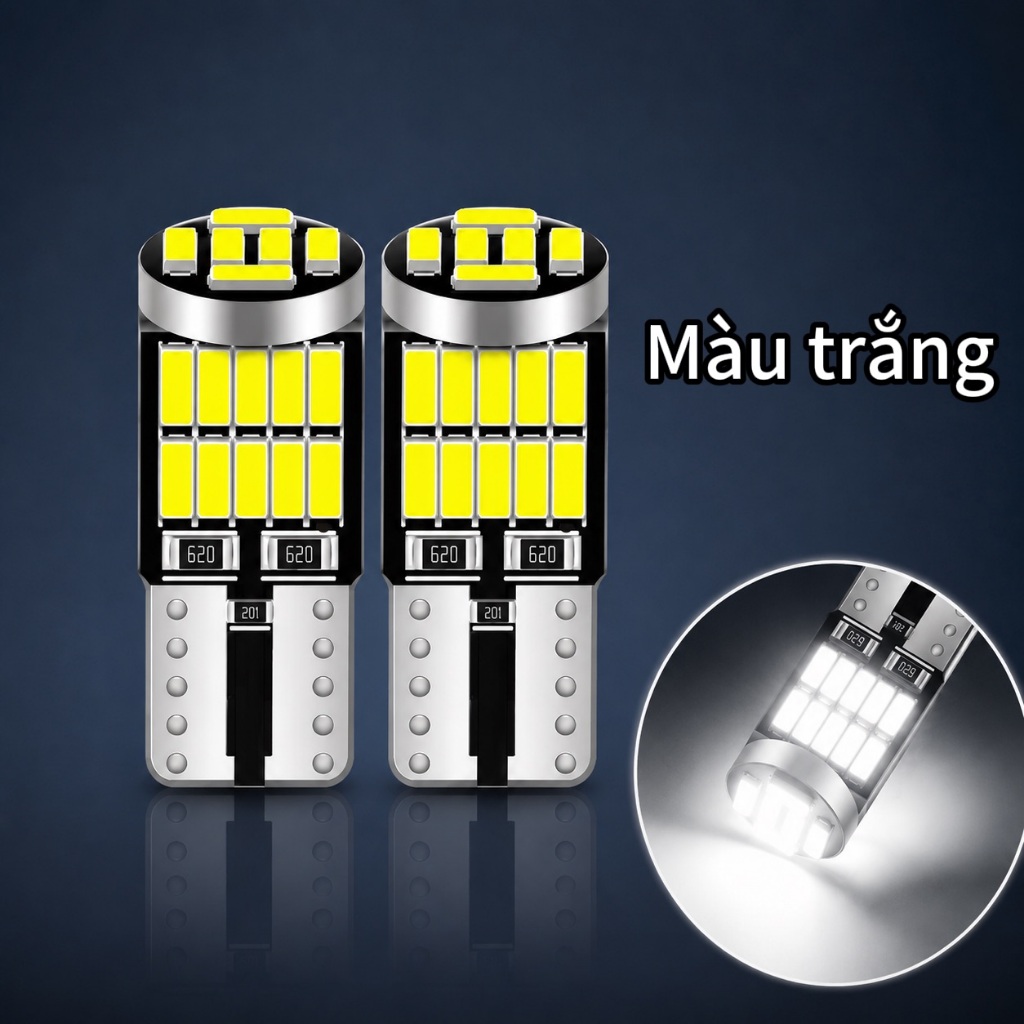 LUXCORE Đèn LED T10 W5W Siêu Sáng, Dùng Làm Đèn Demi, Đèn Biển Số, Đèn Nội Thất Cắm Là Dùng, Không Cần Độ Chế, Ánh Sáng
