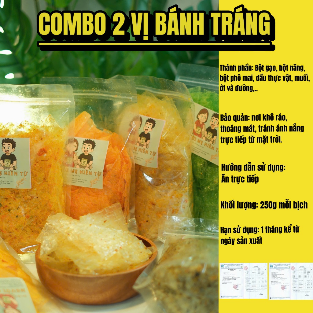 COMBO 2 BỊCH BÁNH TRÁNG ( mỗi vị 250gr, 2 bịch 2 vị 500gr)