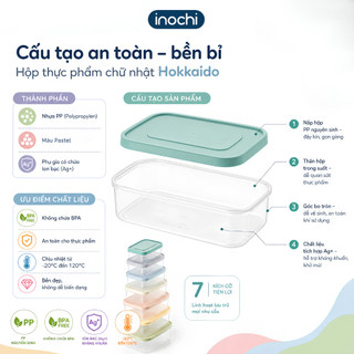 Bộ 7 hộp thực phẩm chữ nhật Inochi-Hokkaido (500-750-1000-1500-2000-2500-3500ml)