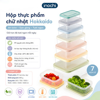 Bộ 7 hộp thực phẩm chữ nhật Inochi-Hokkaido (500-750-1000-1500-2000-2500-3500ml)