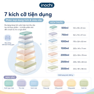 Bộ 7 hộp thực phẩm chữ nhật Inochi-Hokkaido (500-750-1000-1500-2000-2500-3500ml)