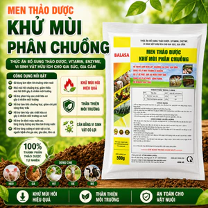 Men rắc chuồng thảo dược baalasa 1kg khử mùi hôi, hấp thu khí độ.c chăn nuôi