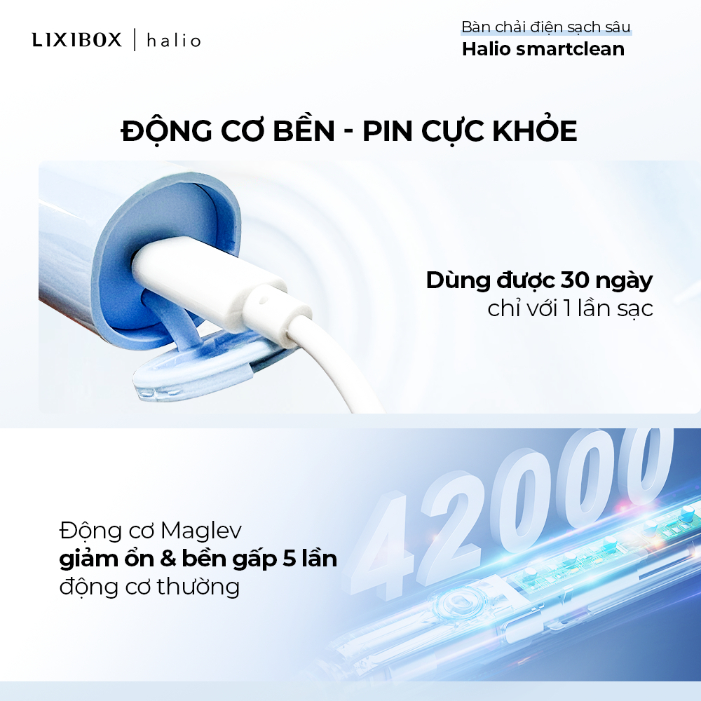 [Gift] Bàn Chải Điện Halio Sonic SmartClean Electric Toothbrush - Sky Blue
