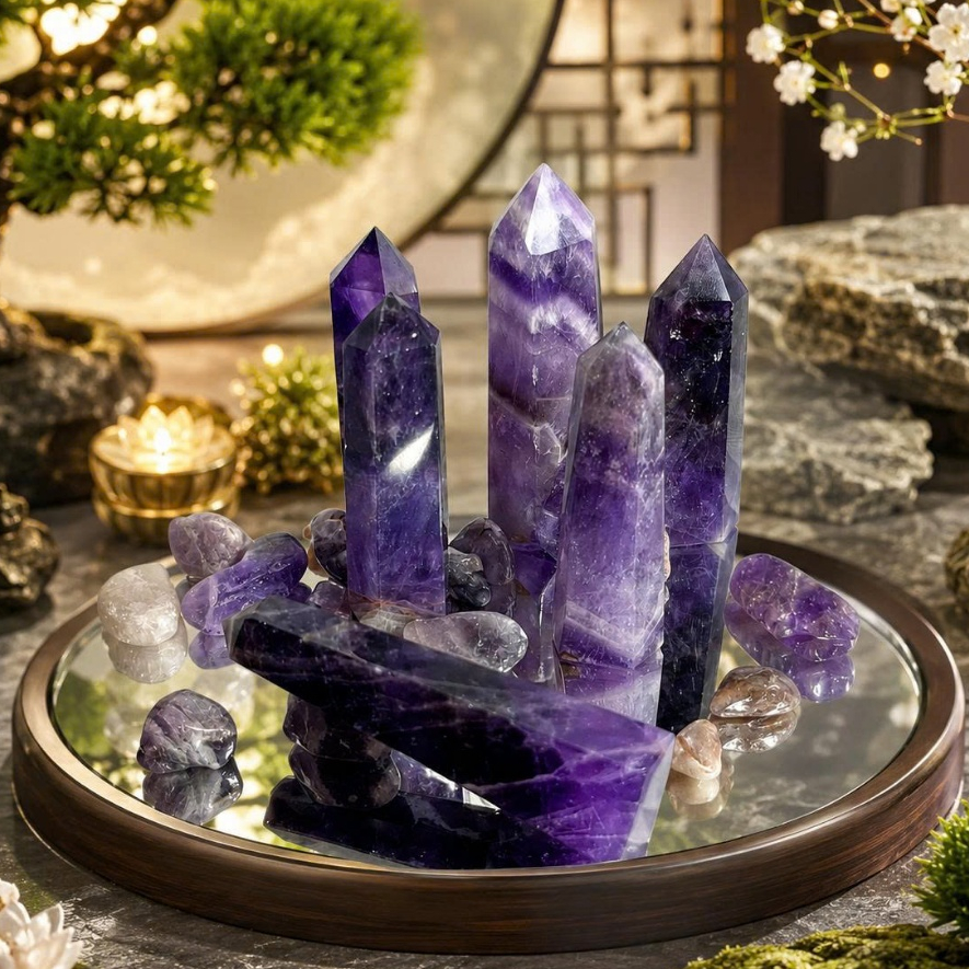 Đá Thanh Tẩy Trụ T.A Tím - Đá phong thủy, Đá năng lượng tăng trực giác trải bài Tarot (~5cm)