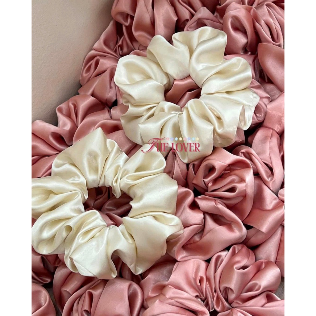 Scrunchies Lụa Valentino Bản Rộng Cao Cấp 14cm - The Lover - Đồ Cột Tóc Dây Buộc Tóc Lụa Cho Nữ