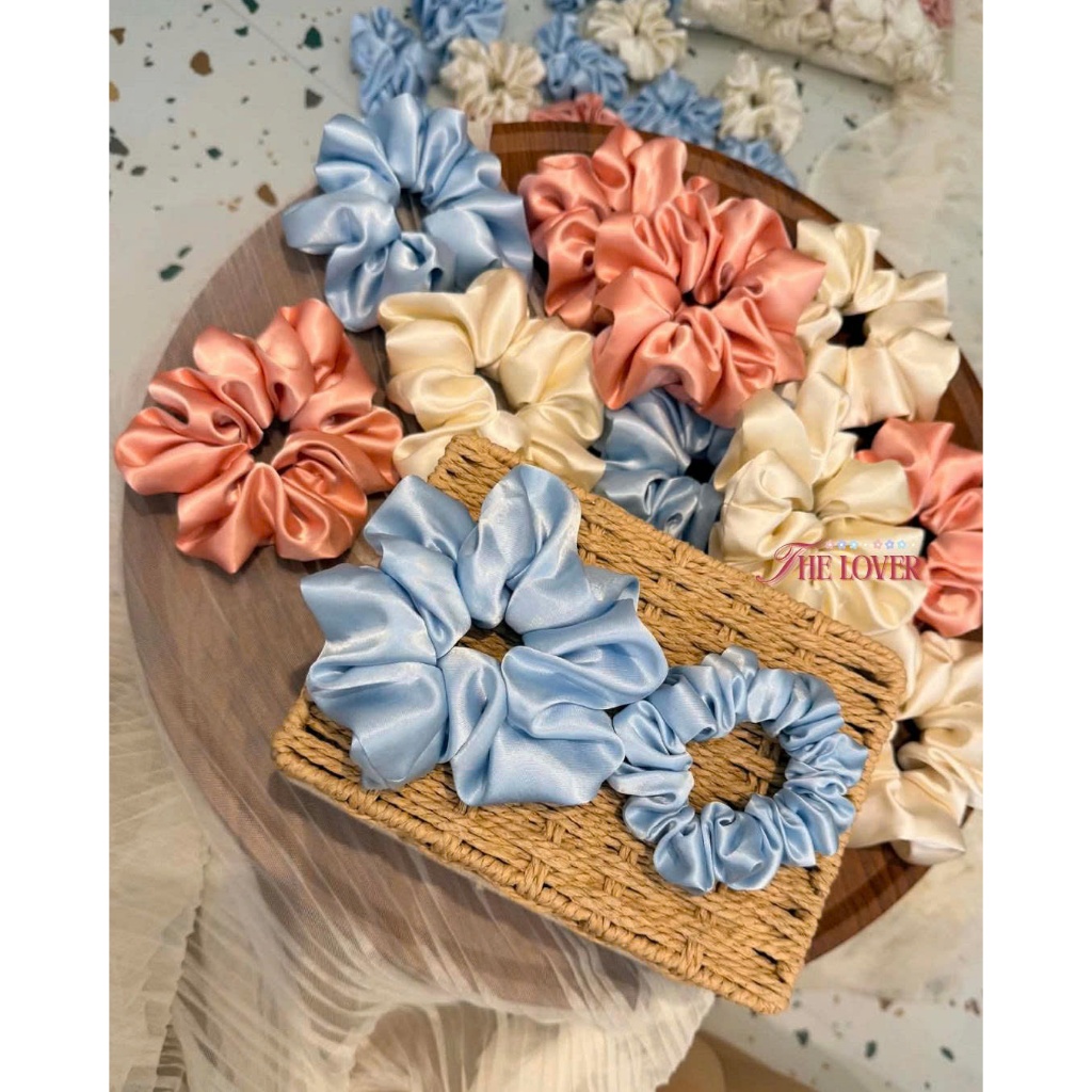 Scrunchies Lụa Valentino Bản Rộng Cao Cấp 14cm - The Lover - Đồ Cột Tóc Dây Buộc Tóc Lụa Cho Nữ