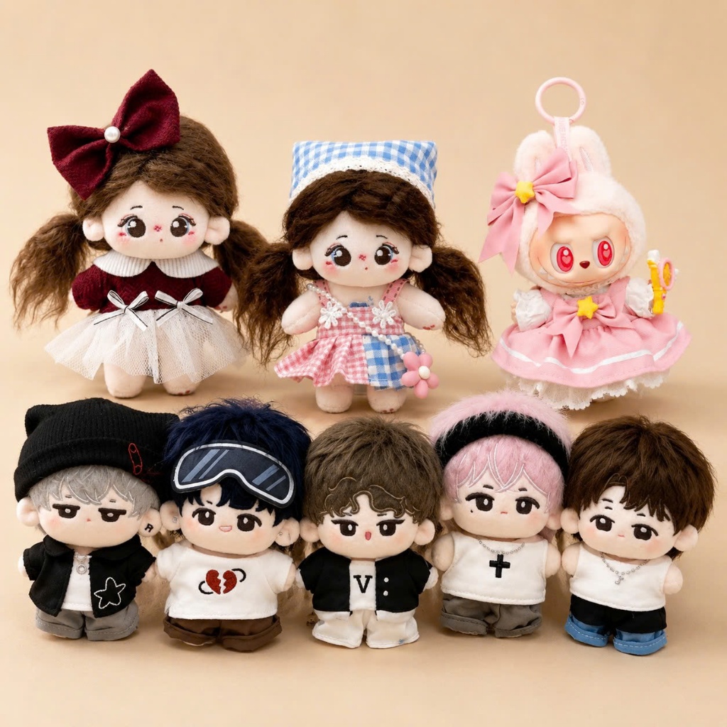 Outift doll 10cm, đồ cho búp bê, quần áo búp bê, gấu bông búp bê đồ chơi cho trẻ em đáng yêu búp bê cotton 10cm