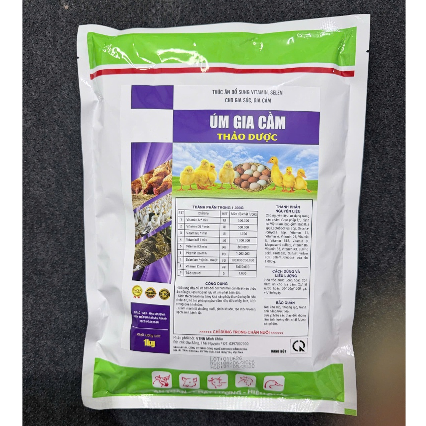 Úm gà, vịt, ngan, cút gói 1kg. Nhanh tiêu lòng đỏ, khỏe, lớn nhanh đồng đều